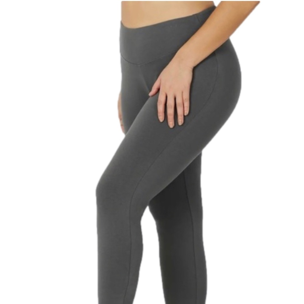 CHARCOAL WO Pockets Plus Size Premium Cotton Full-Leggings